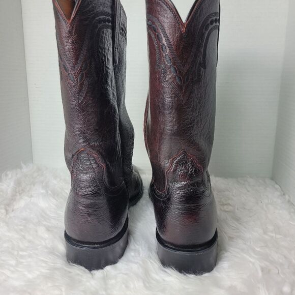 Vintage Lucchese 2000 Boots Mens Black Cherry Ostrich Smooth Quill Roper Exotic main image 6